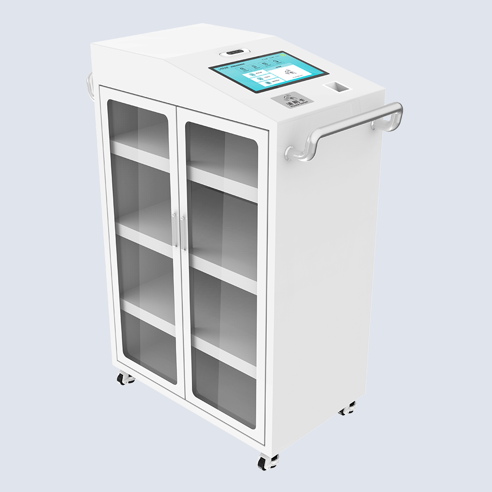 斯科CK-GTC6 RFID物品管理車左側視圖，貨架層板與智能識別單元可見